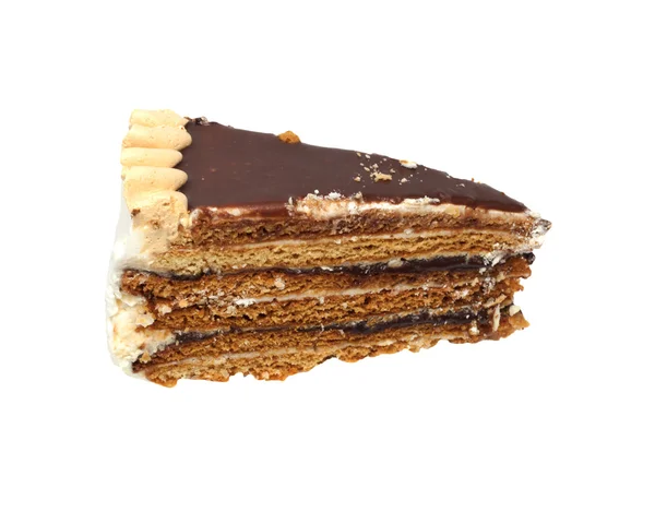 一块巧克力蛋糕，孤立在白色背景上. — 图库照片
