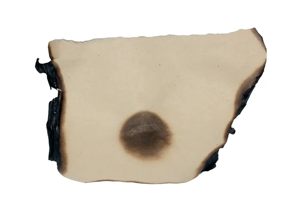 Спалений край паперу ізольований на білому тлі — стокове фото