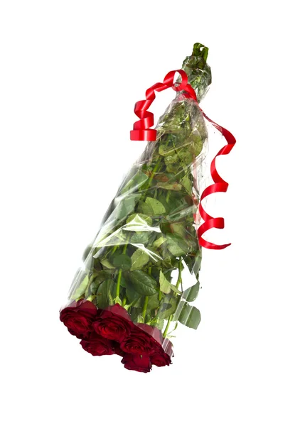 Krásné červené růže na bílém pozadí — Stock fotografie