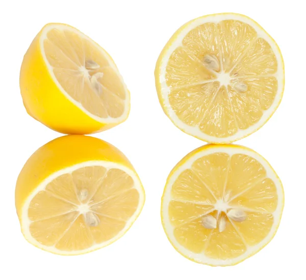 Verse citroen helften op witte achtergrond. — Stockfoto