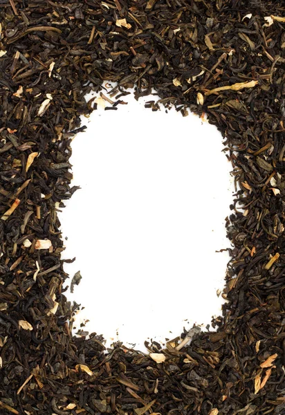 Tè verde secco su sfondo bianco — Foto Stock