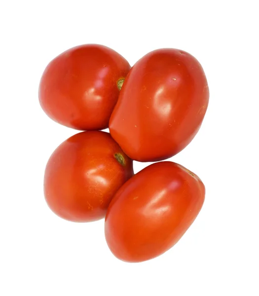 Four ripe tomatoes isolated on white background — Stock Photo, Image