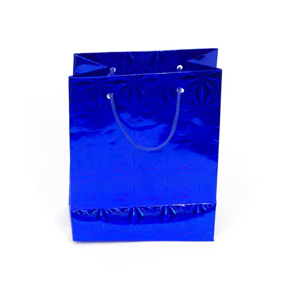 Emballage cadeau bleu avec poignées — Photo