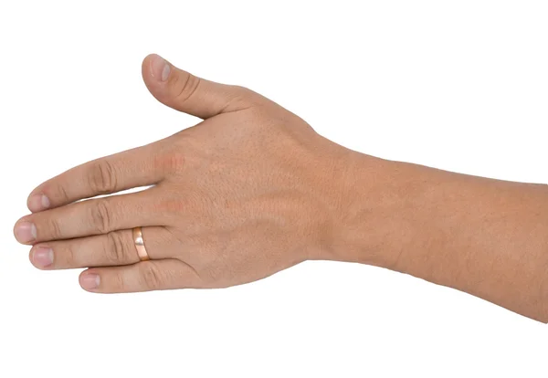 Mão dos homens fazer polegares para cima isolado sobre branco — Fotografia de Stock