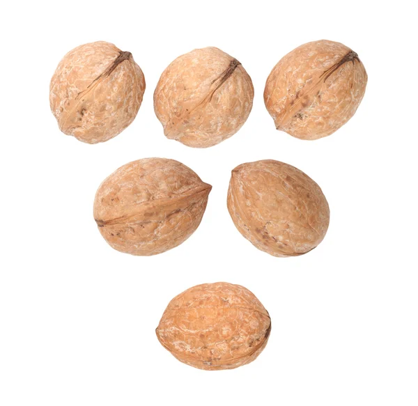 3 ореха изолированы на белом — стоковое фото