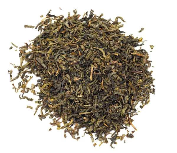 Zielona herbata na białym tle — Zdjęcie stockowe