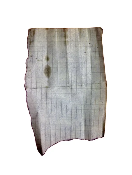 Un viejo papel grunge aislado con borde quemado — Foto de Stock