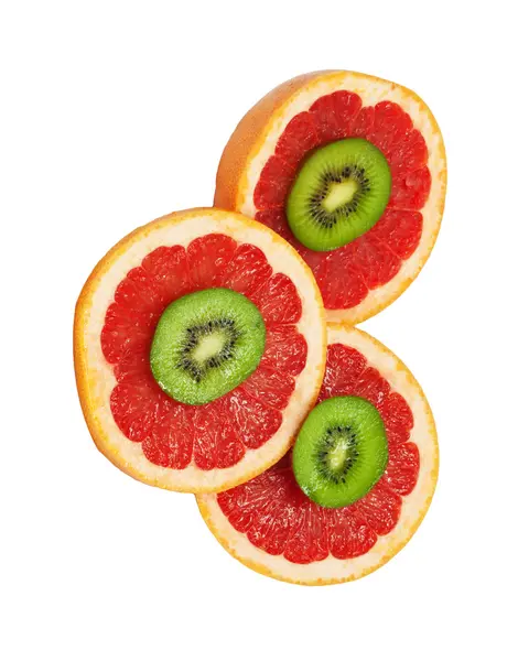 Isolierte Kiwi und Grapefruit — Stockfoto