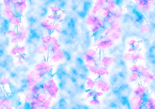 Fundo do céu azul com nuvens e flores sakura — Fotografia de Stock
