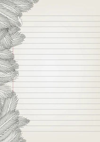 Anteckningsblock papper med blad ritning — Stock vektor