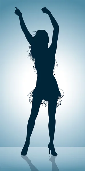 Dansend meisje silhouet — Stockvector