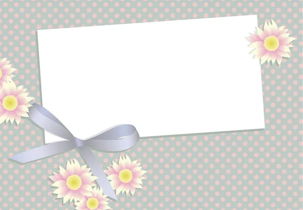 Dárková karta s květy a stuhou — Stock fotografie