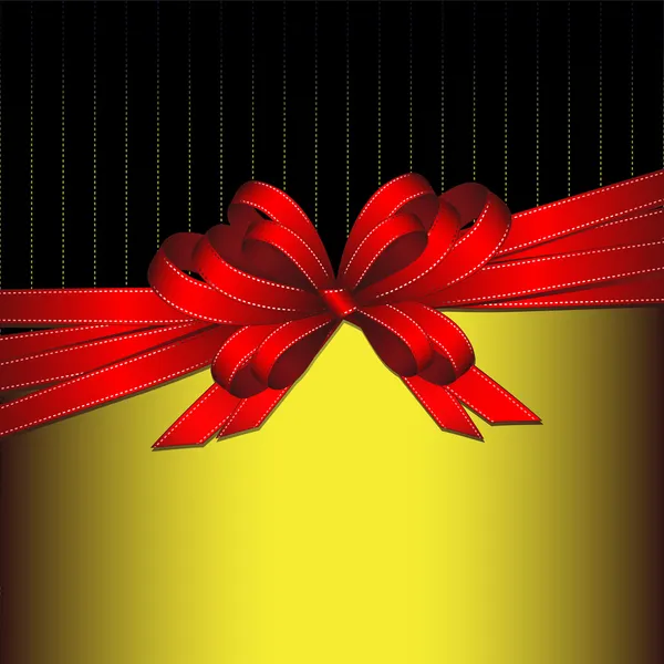 Κόκκινο δώρο κορδέλα τόξο σε χρυσό και μαύρο φόντο — Διανυσματικό Αρχείο
