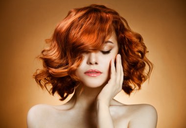 Redhead woman with Curly Hair clipart