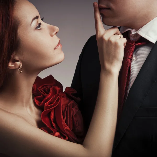Portrait of young elegant couples in the tender passion — Stock Photo, Image