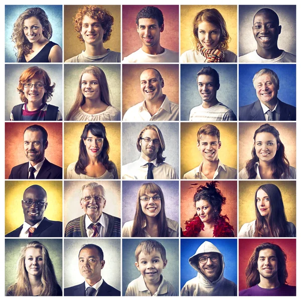Portraits of happy and smiling people — Stock Photo, Image