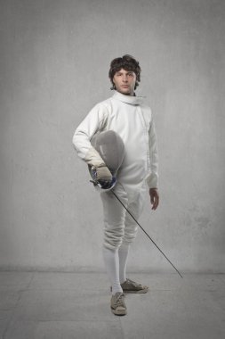 Portrait of a young fencer clipart