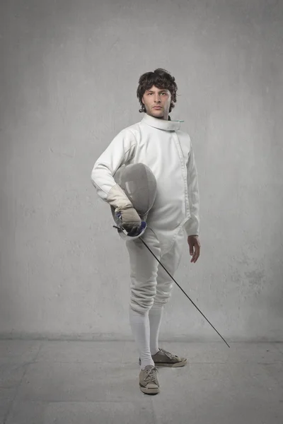 Portrait of a young fencer — Stock Photo, Image