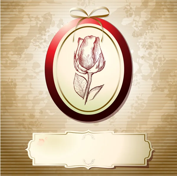 Valentijn kaart met roos — Stockvector