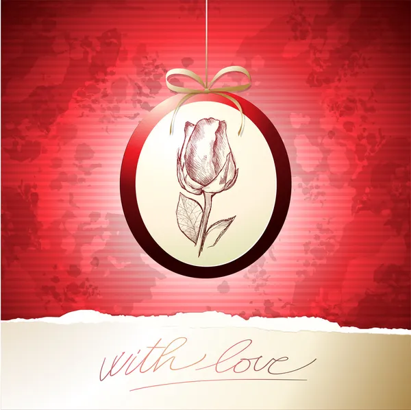 Valentinskarte mit Rose — Stockvektor