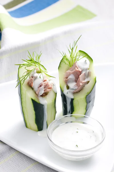 Tuna salad in cucumber — Stock Photo, Image