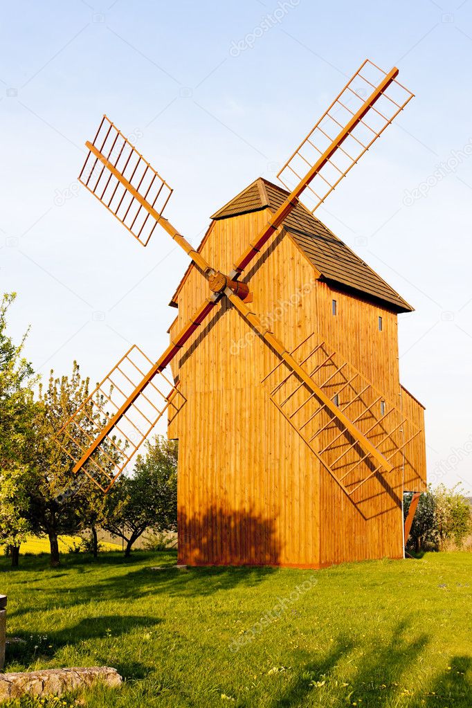 Wooden windmill, Stary Poddvorov, Czech Republic