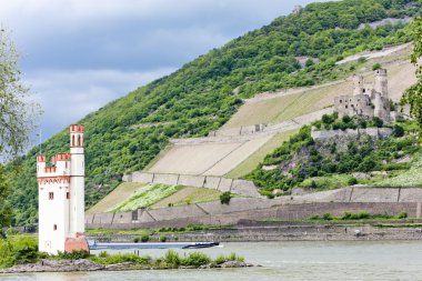 Mouse Tower and ruins of Ehrenfels Castle, Rhineland-Palatinate, clipart