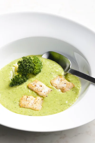 Broccoli soep met makreel — Stockfoto