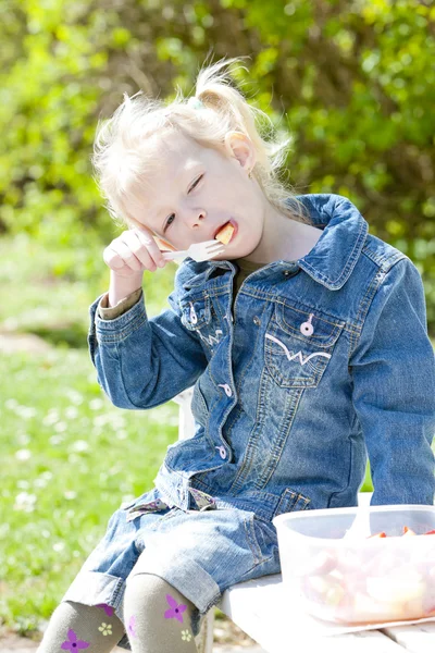 Little girl at picnic — Stock Photo, Image