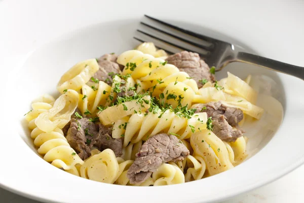 Pasta with beef meat — Stock Photo, Image