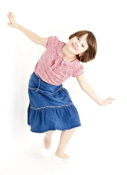 Girl wearing blue skirt — Stock Photo, Image
