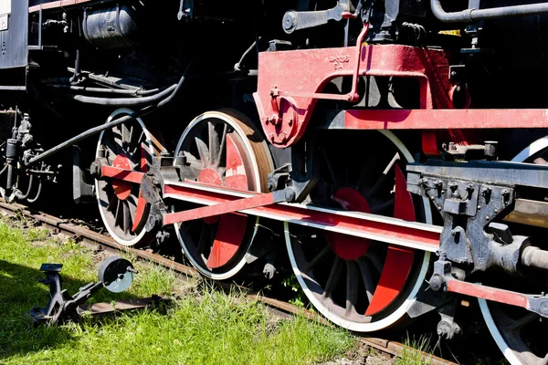 Detalhe da locomotiva a vapor no museu ferroviário, Jaworzyna Slaska , — Fotografia de Stock