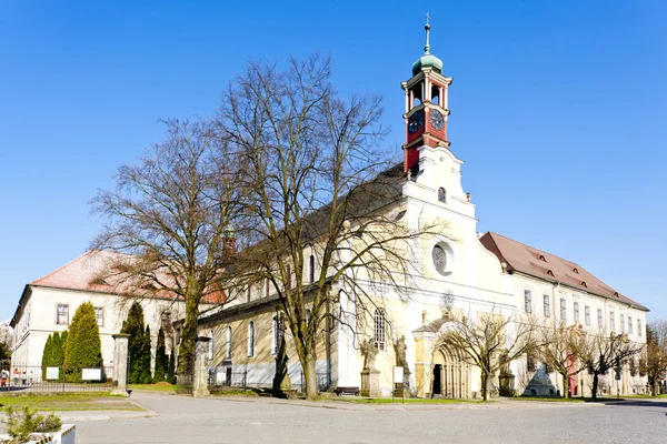 Klášterní kostel Panny Marie Nanebevzetí a benediktinský mon — Stock fotografie