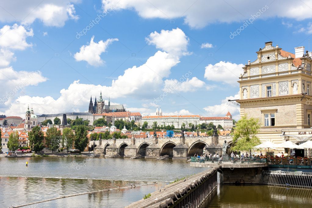 Lavka and Hradcany with Charles bridge, Prague, Czech Republic