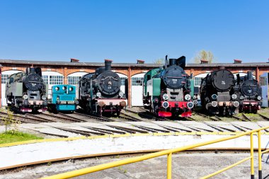 Steam locomotives in railway museum, Jaworzyna Slaska, Silesia, clipart