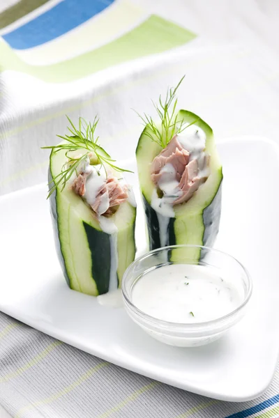 Tuna salad in cucumber — Stock Photo, Image