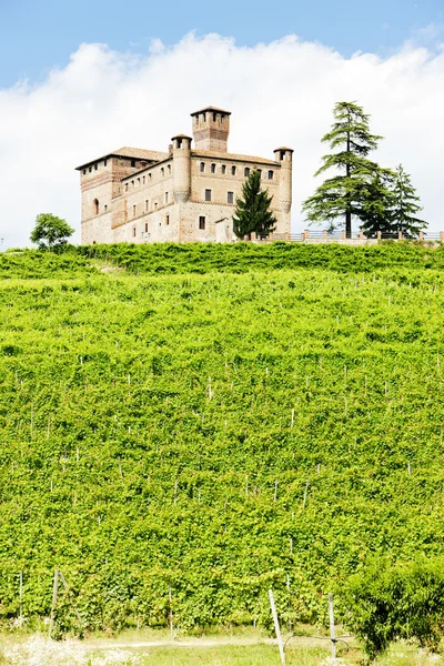 Grinzane cavour κάστρο με αμπελώνα, Πιεμόντε, Ιταλία — Φωτογραφία Αρχείου