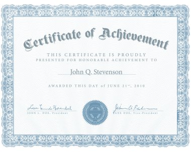 Vector mavi başarı sertifikası