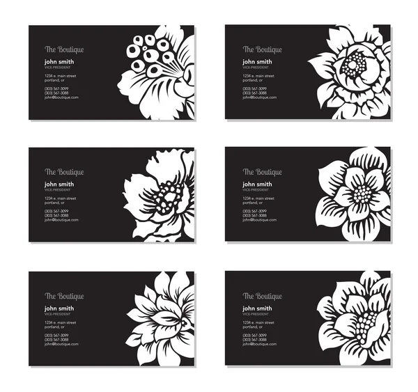 ベクターの花のビジネス カード セット — ストックベクタ