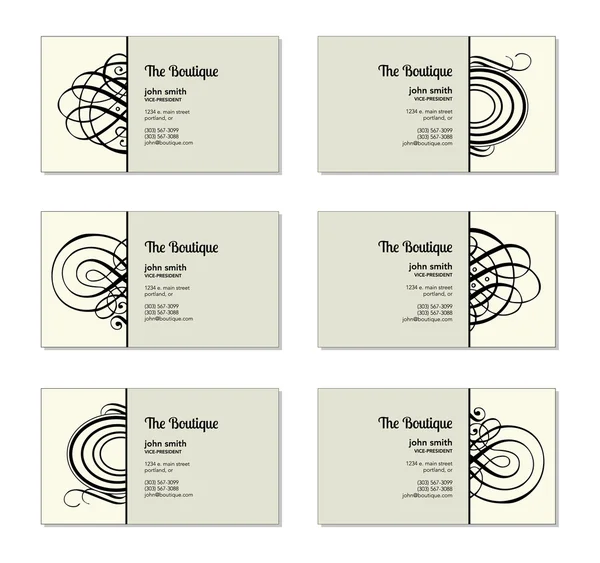 Conjunto de tarjetas de visita de adorno vectorial medio — Vector de stock