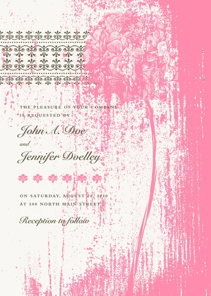 Vector Distressed Pink Bouquet Invitation — Stock Vector