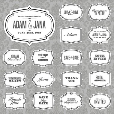 Vector Ornate Frame Set and Victorian Background clipart