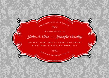 Vector Red Ornate Frame and Pattern clipart