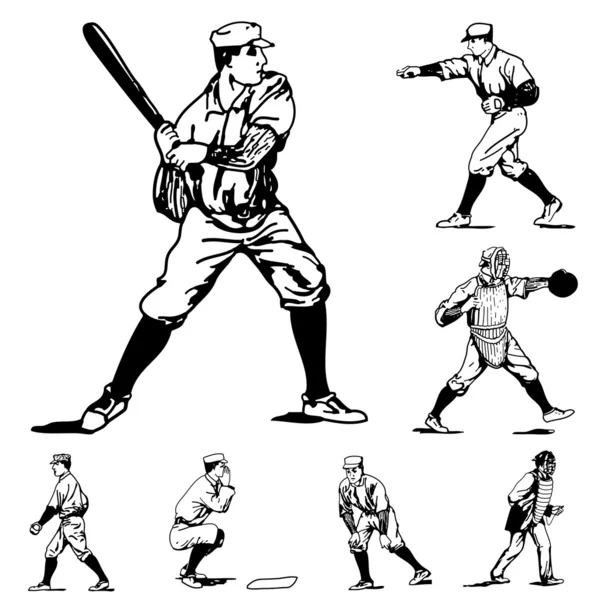 Vektorové ikony ročník baseball — Stockový vektor