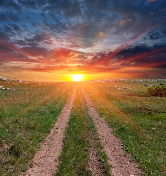 Шлях до заходу сонця — стокове фото