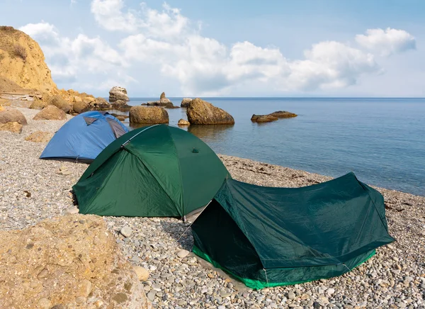 Deniz üzerinde turist çadır — Stok fotoğraf