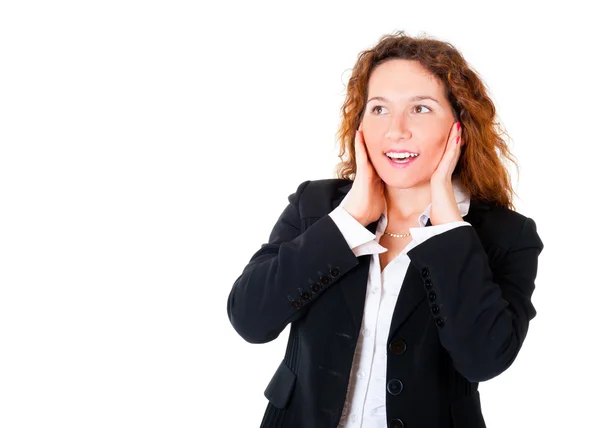 Pleasantly surprised young business woman. — Stock Photo, Image