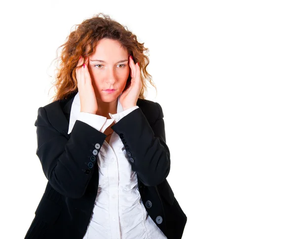 Mujer de negocios tiene dolor de cabeza —  Fotos de Stock