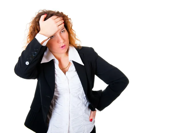 Mulher de negócios tem uma dor de cabeça — Fotografia de Stock