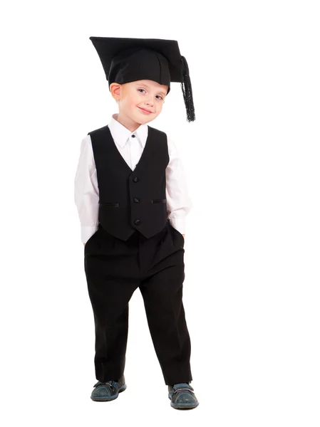 小男孩穿着的学士帽 — 图库照片